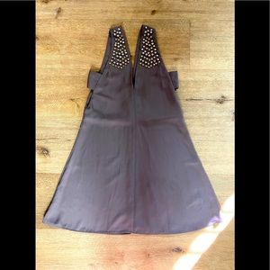 H&m short grey woven dress with rhinestones V neck NWT